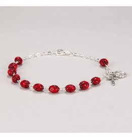 Red Ladybug Rosary Bracelet, Boxed