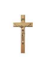 Hirten 12" Oak Wood Crucifix with Museum Gold Plated Corpus