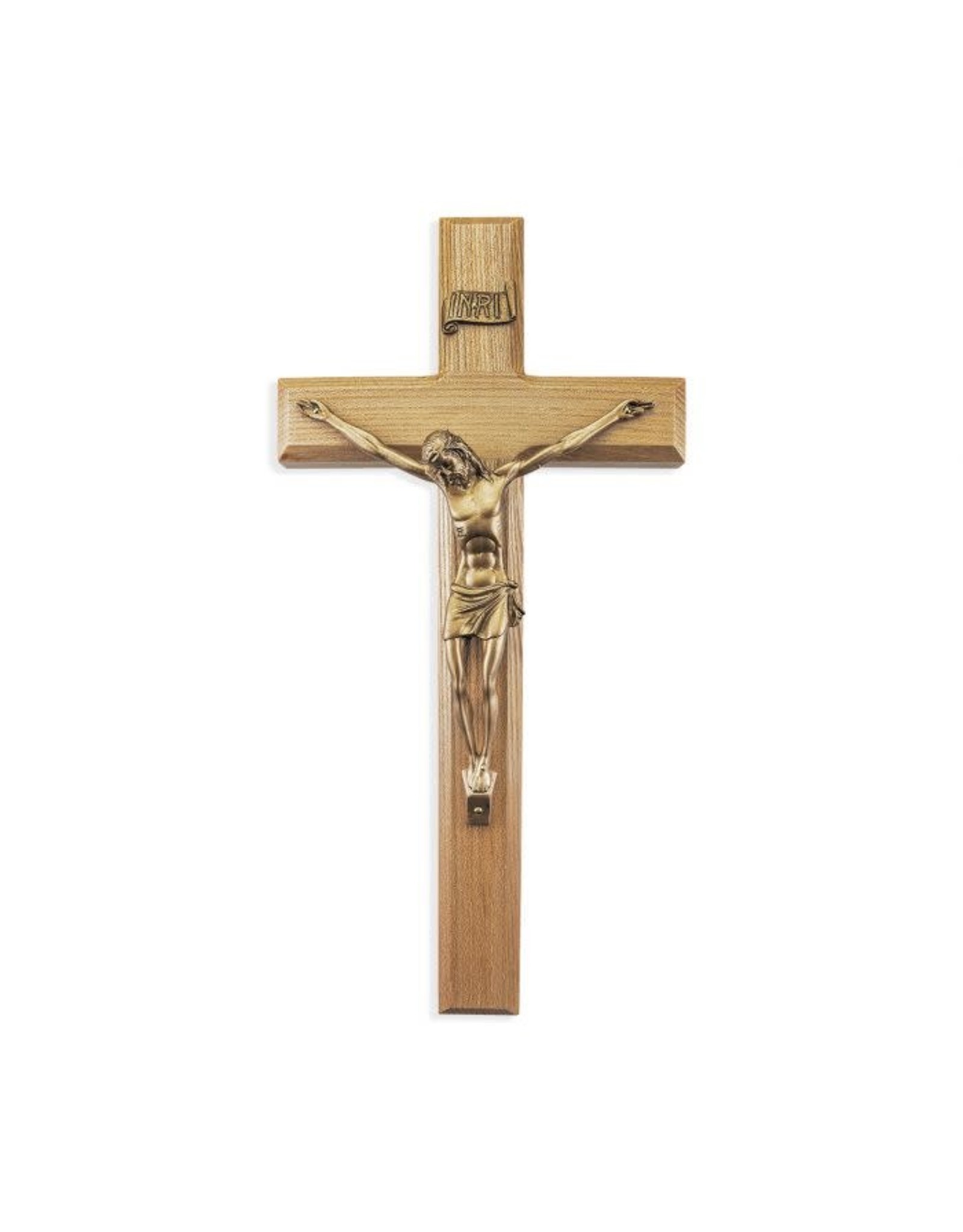 Hirten 12" Oak Wood Crucifix with Museum Gold Plated Corpus