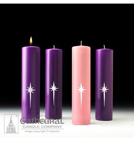 Cathedral Candle Advent Candles ("Star of the Magi") 3x12 (3 Purple, 1 Rose)