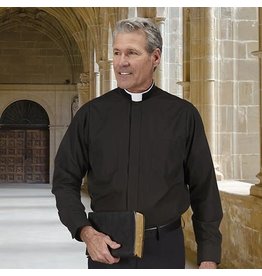 Black Clergy Shirt 834 - Roman Collar - Long Sleeve - Size