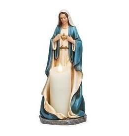 Roman Immaculate Heart of Mary Statue Candleholder 9.75"