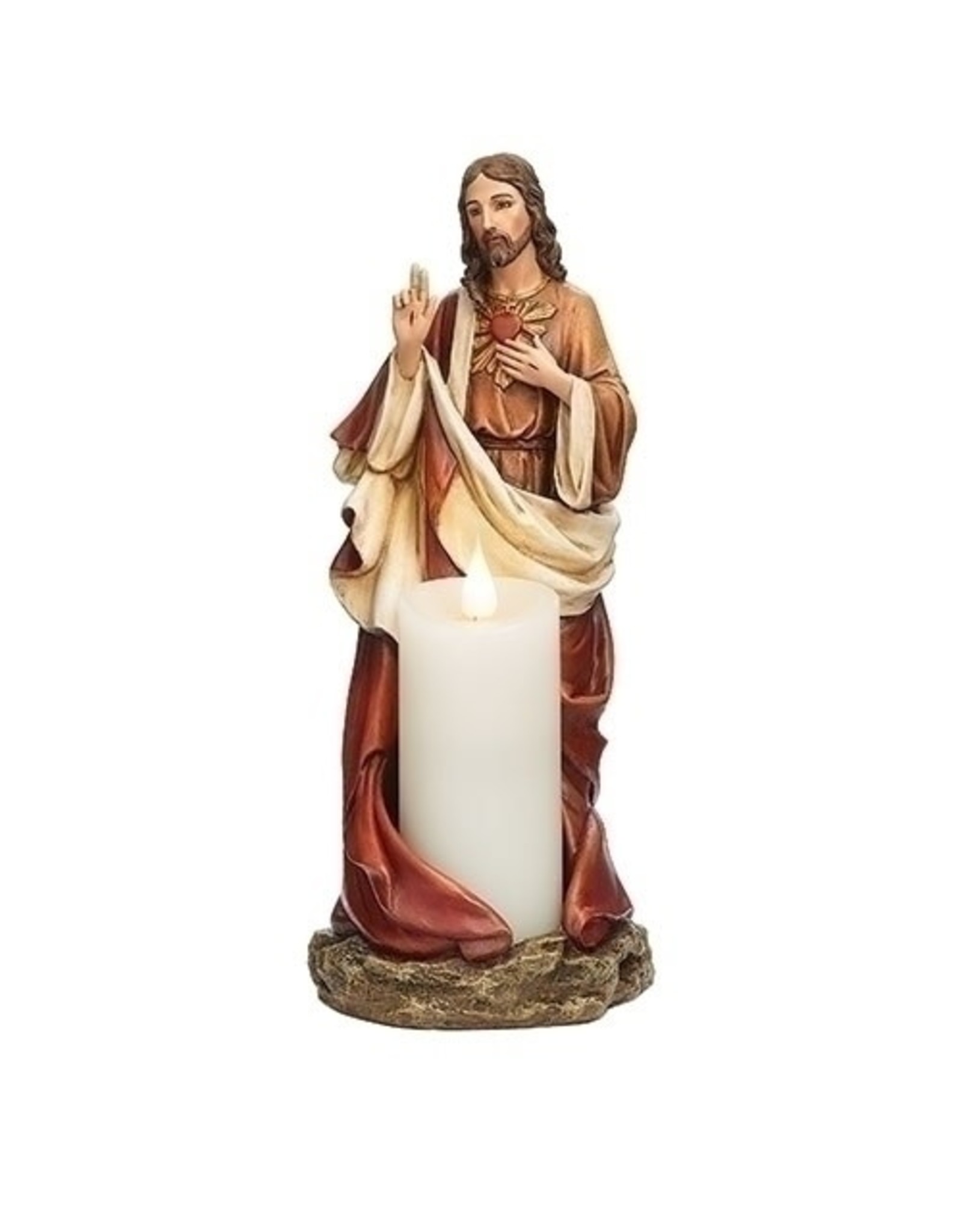 Roman Sacred Heart of Jesus Statue Candleholder 10"