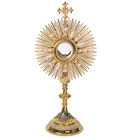Monstrance with Medallions on Base with Secure Acrylic Glass Enclosed Luna