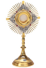 Monstrance with Medallions on Base & Ruby-Colored Stones