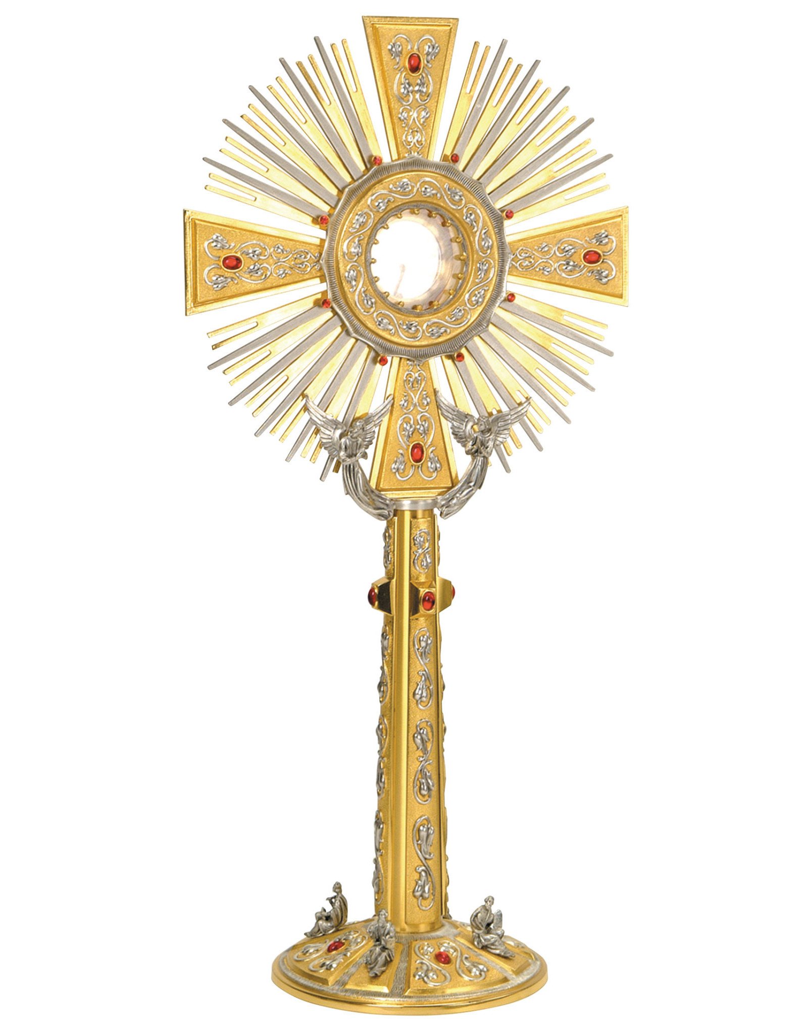Monstrance with Four Evangelists, Simulated Ruby Stones