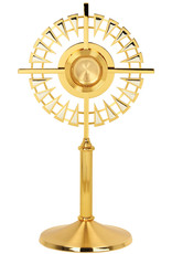 Koleys Monstrance - Gold Plated with Bright Silver Accents - Acrylic Glass Enclosed Luna