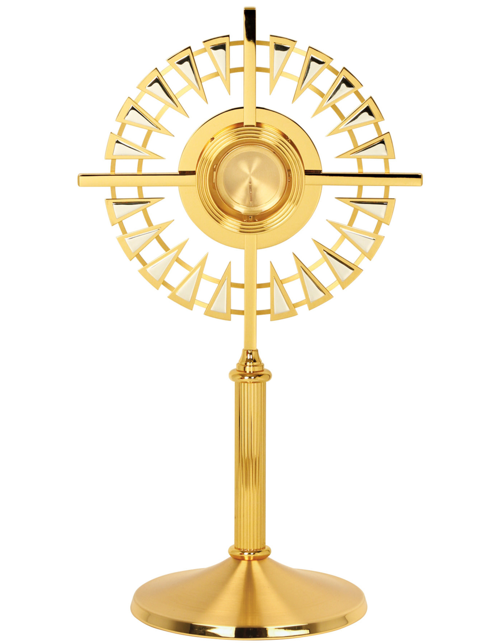 Koleys Monstrance - Gold Plated with Bright Silver Accents - Acrylic Glass Enclosed Luna