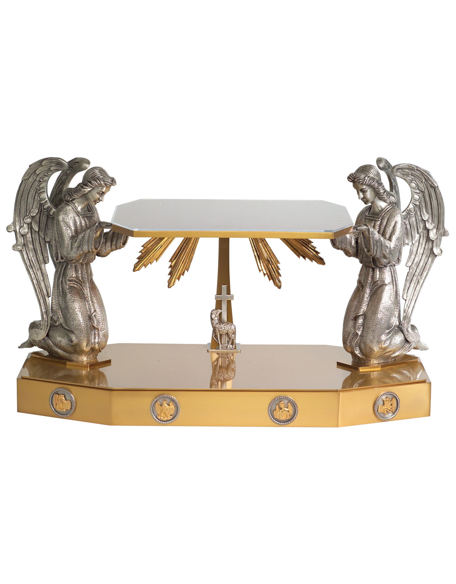 Thabor (Pedestal) with Large Antique Silver Plated Angels