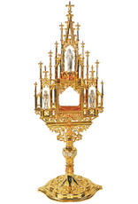 Koleys Monstrance - Gold Plated with Silver Plated Statues and Emblems on Node