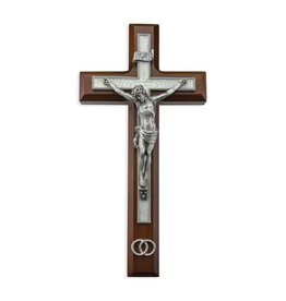 Wedding Crucifix 10" Silver/Pearl Inlay