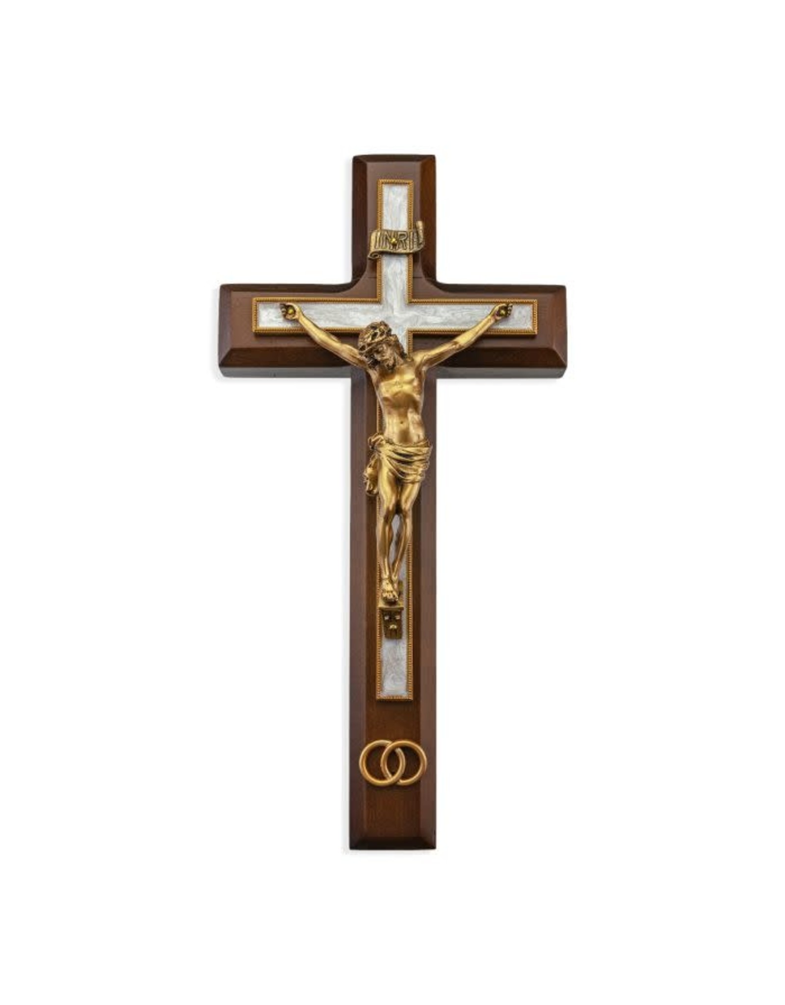 Hirten Wedding Crucifix 10" Gold/Pearl Inlay