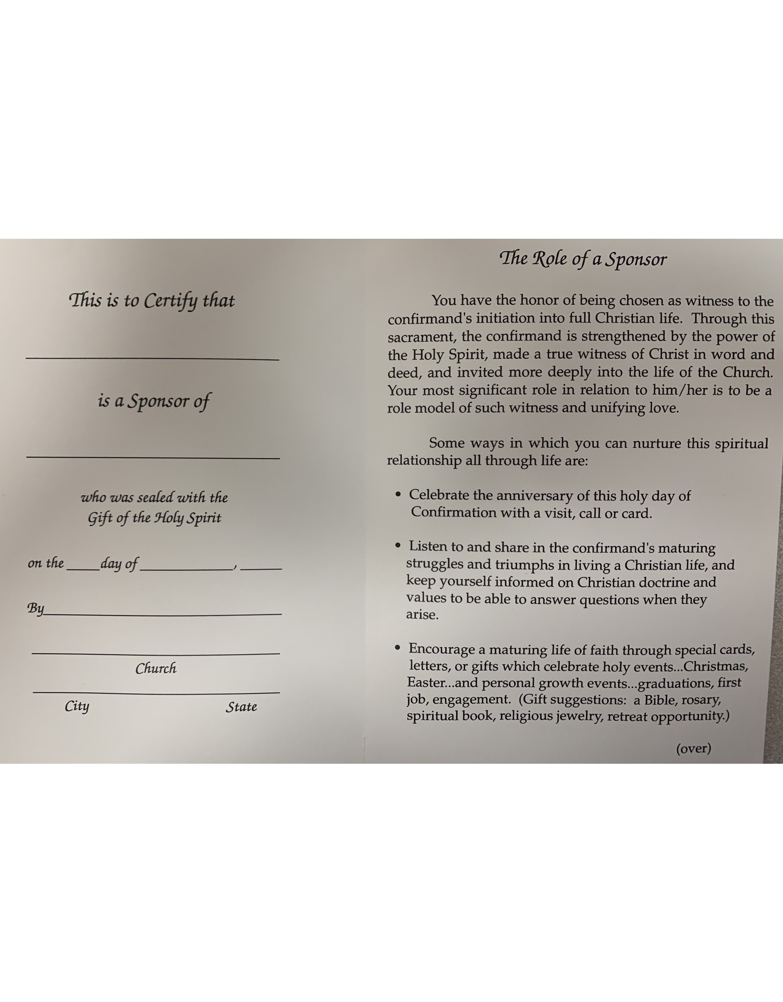 Barton Cotton Spiritual Sponsor Cards (100)