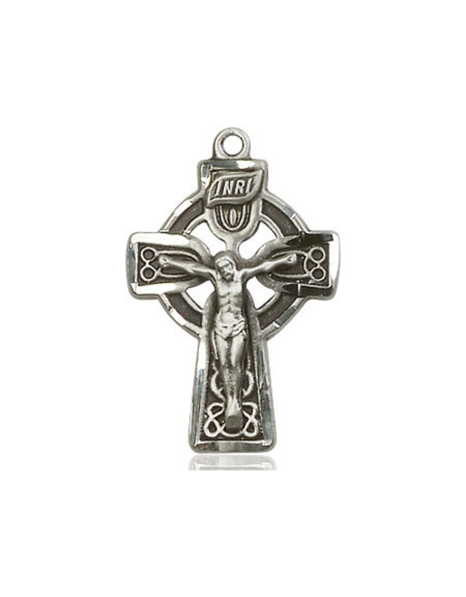 Medal Celtic Crucifix Sterling Silver with Green Epoxy