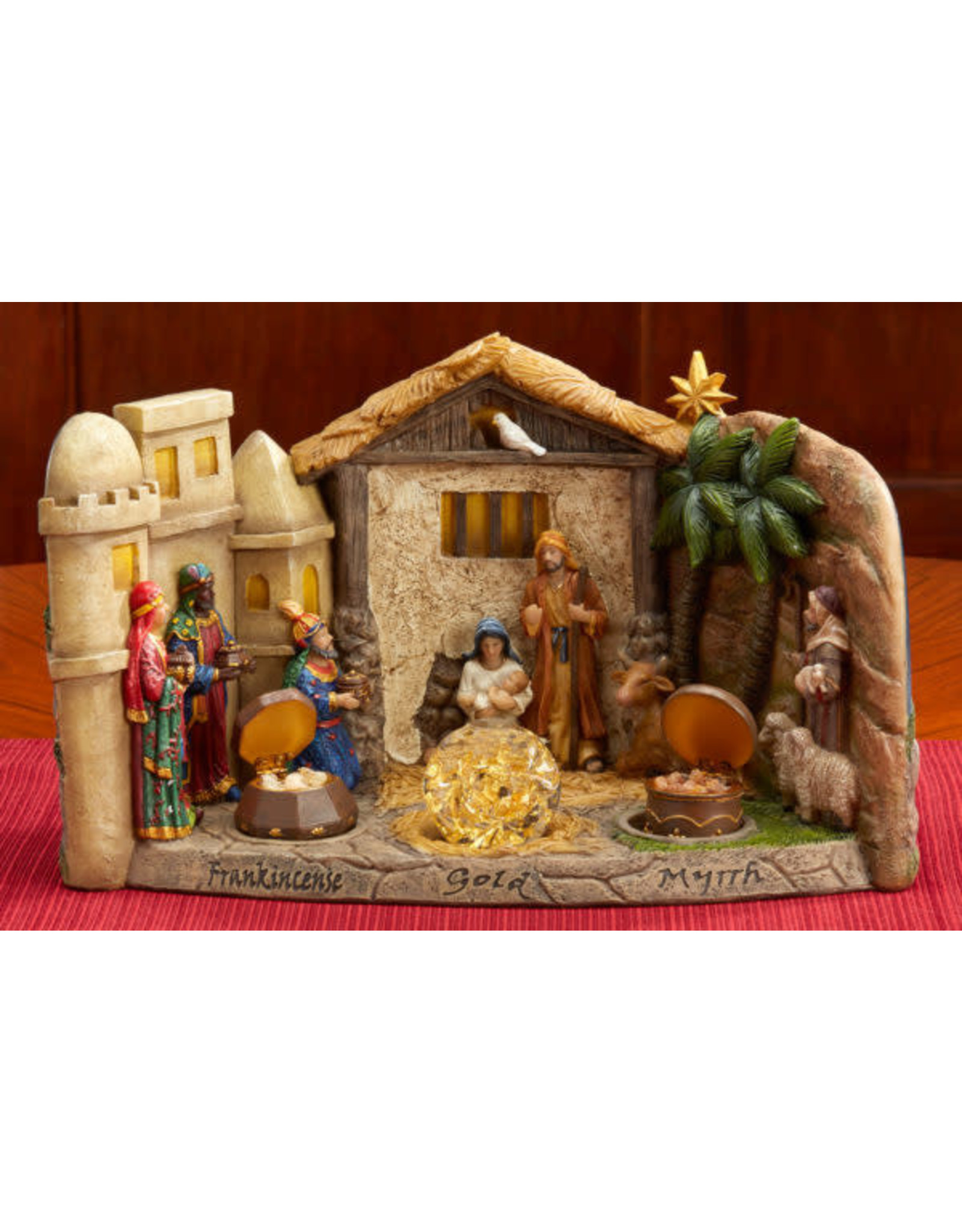 Three Kings Panorama Nativity with Gold, Frankincense & Myrrh
