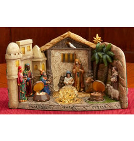 Three Kings Panorama Nativity with Gold, Frankincense & Myrrh