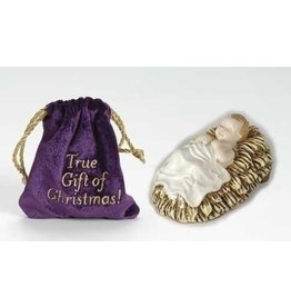 Roman Baby Jesus Figurine in Velvet Pouch