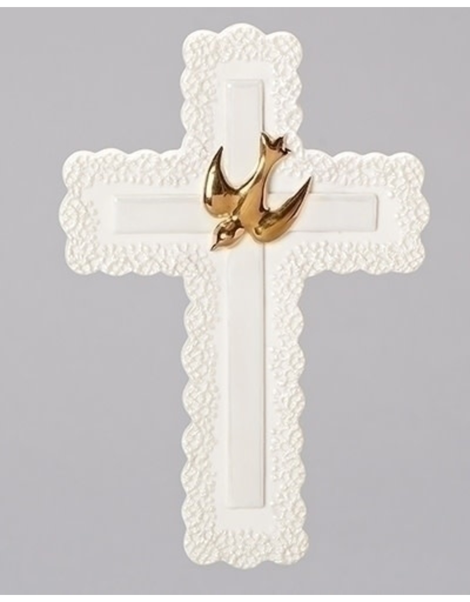 Roman Confirmation Wall Cross with Dove and Glazed Lace