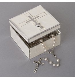 Roman First Communion Keepsake Box with Cross/Wheat/Chalice