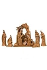 Roman Carved Nativity Set with Backdrop, 9-Pieces