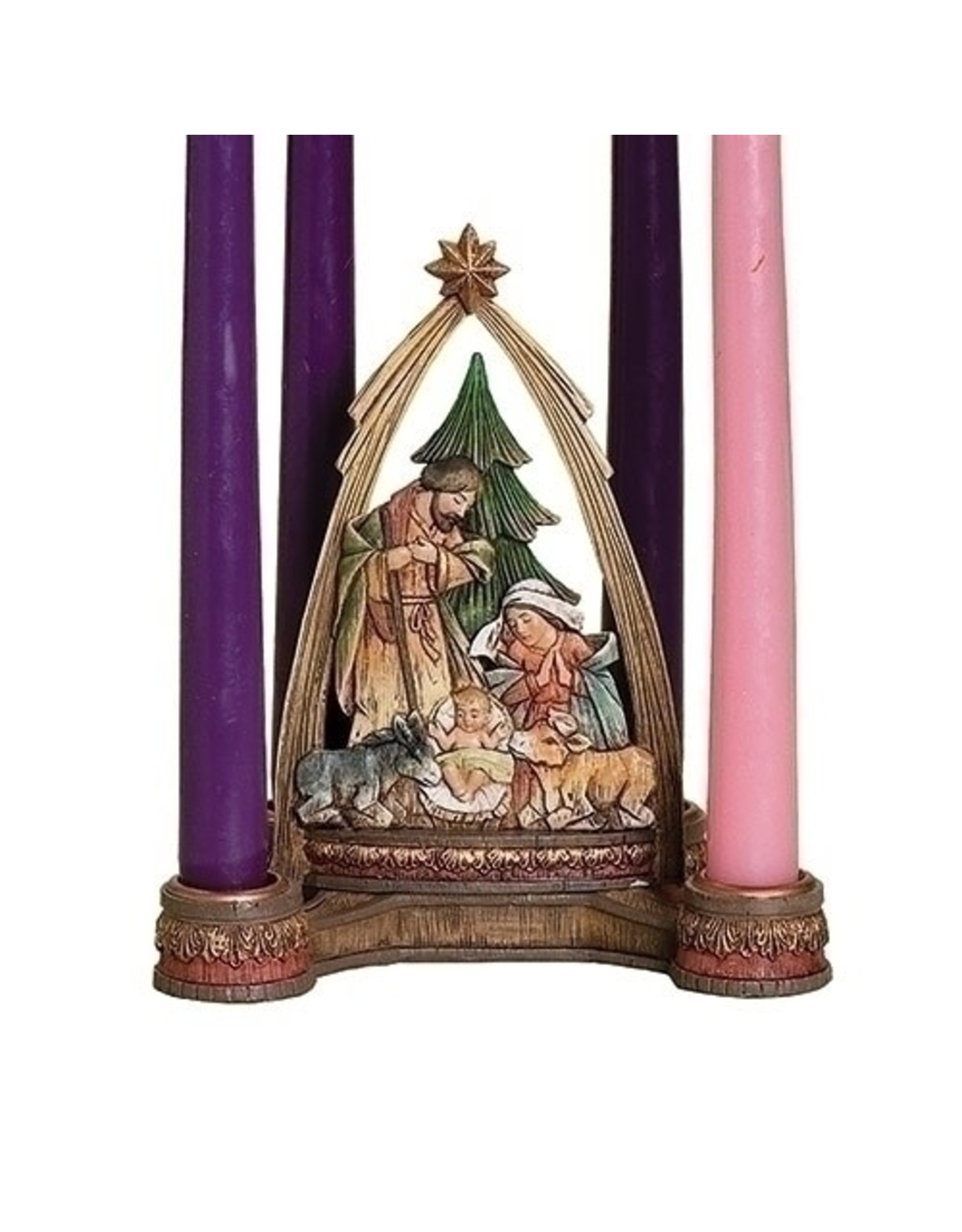 Roman Advent Wreath (Candleholder) Nativity with Arch