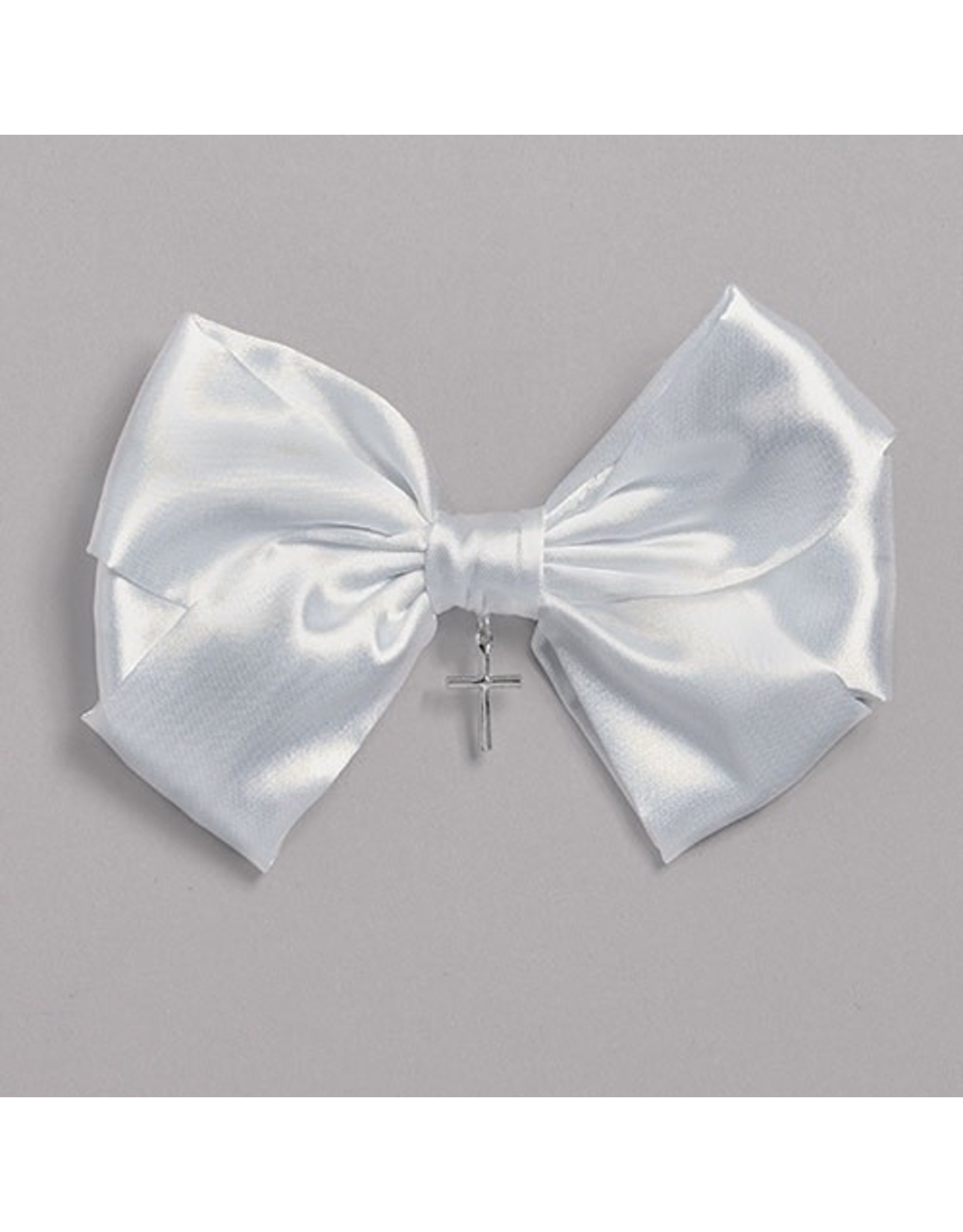 Roman First Communion Hair Bow with Cross