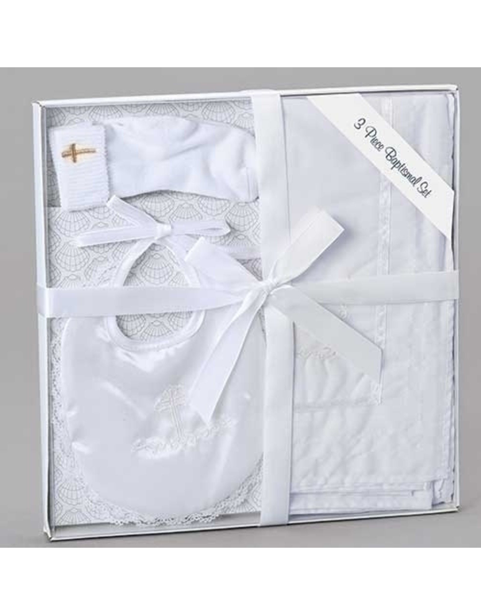 Roman Baptism 3-Piece Gift Set (Bib, Blanket, Socks)