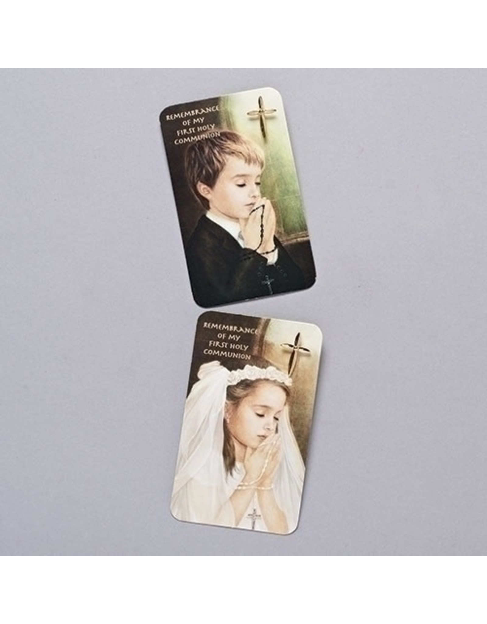 Roman First Communion Pin with Prayer Card - Girl