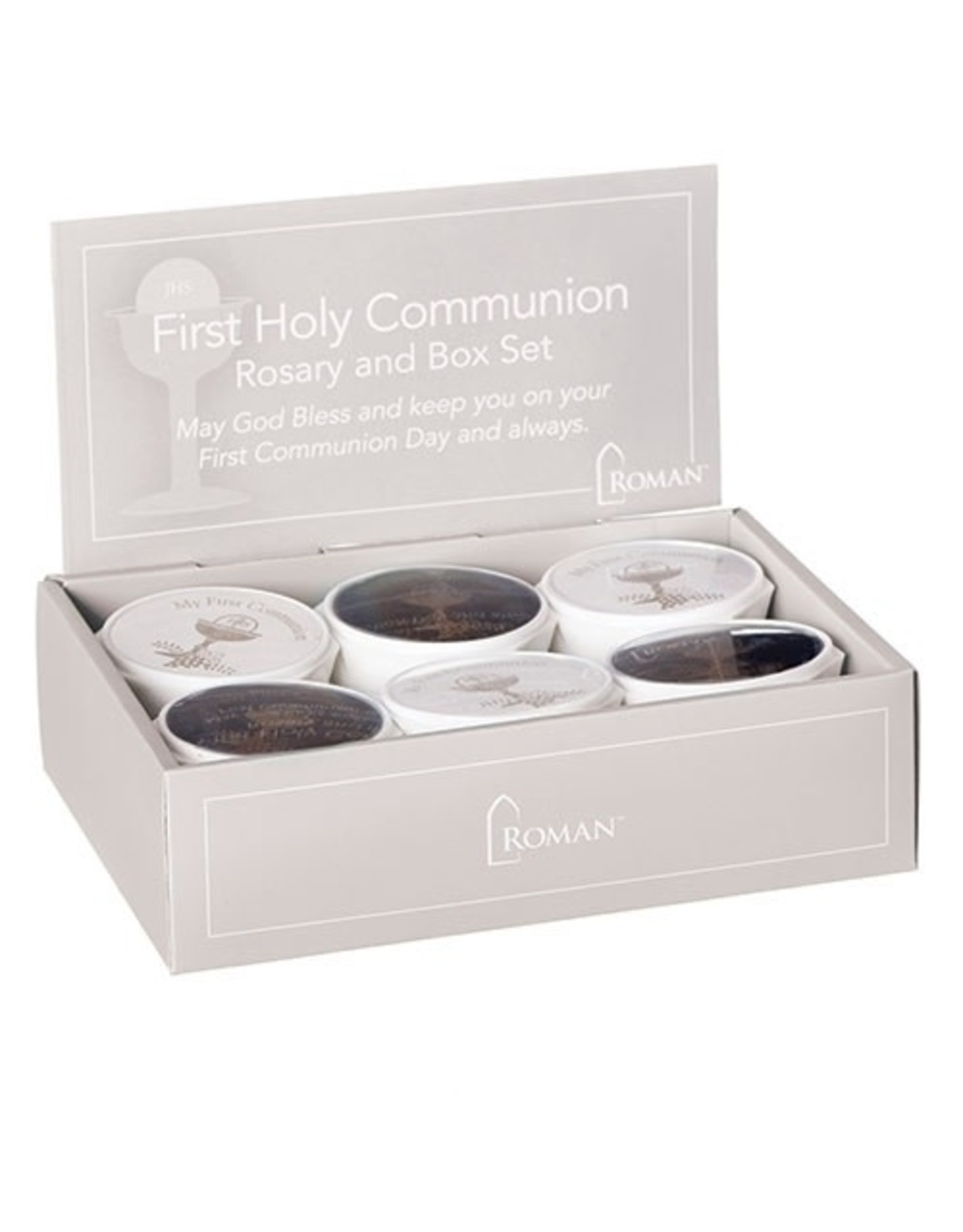 First Communion Rosary with Box - White