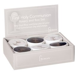 First Communion Rosary with Box - White