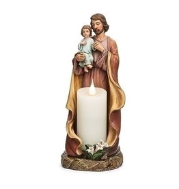 Roman St. Joseph Statue Candleholder 9.75"