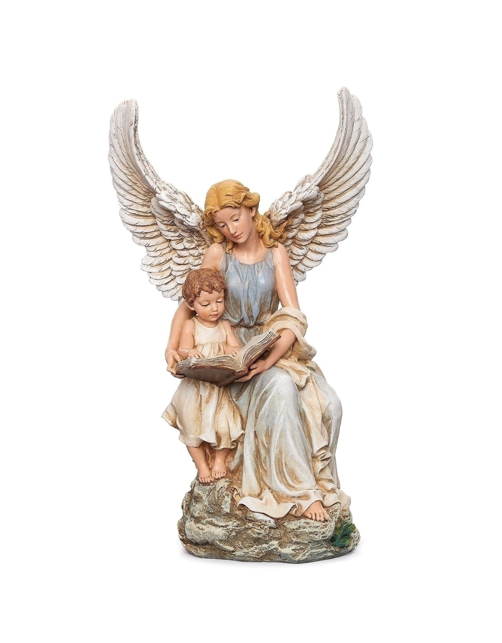 Roman Guardian Angel with Child Statue 10.5"