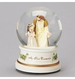 Roman First Communion Musical Dome - Girl with Jesus