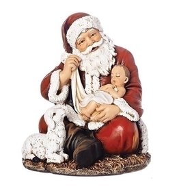 Roman Santa Sitting with Baby Jesus Statue