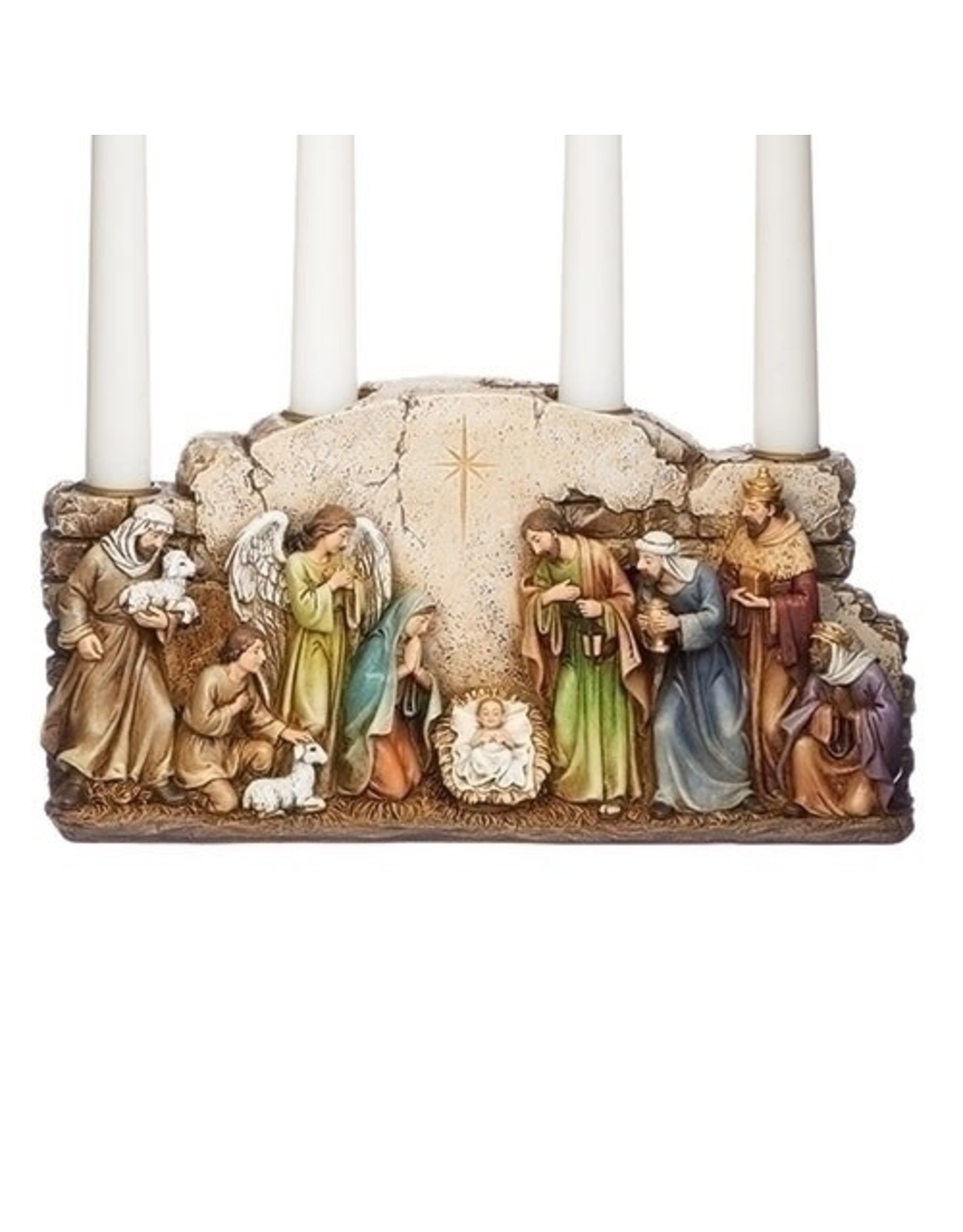 Advent Wreath (Candleholder) Nativity with Arched Wall