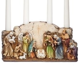 Advent Wreath (Candleholder) Nativity with Arched Wall