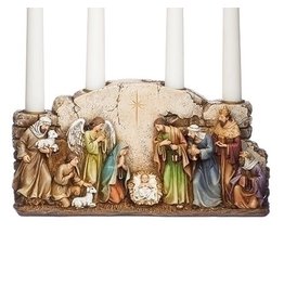 Roman Advent Wreath (Candleholder) Nativity with Arched Wall