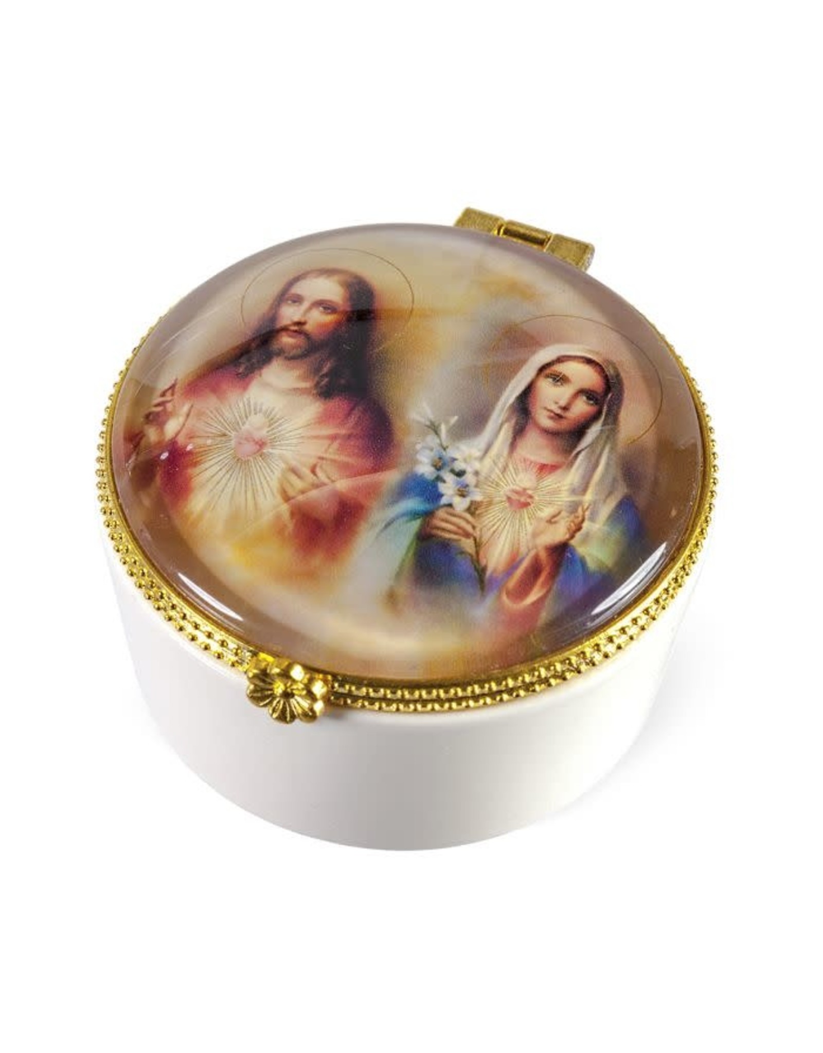 Hirten Rosary Box - Sacred & Immaculate Hearts, Porcelain