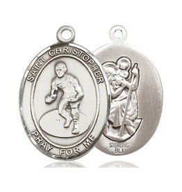 St. Christopher Sport Medal, Large - Wrestling - Sterling Silver
