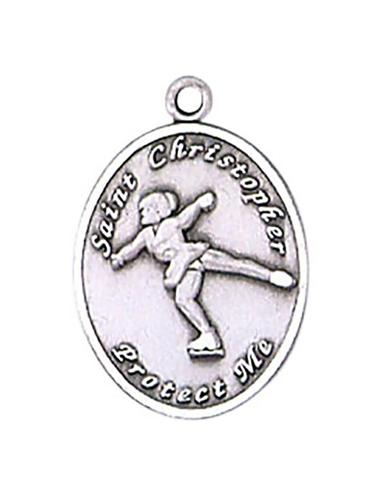 St. Christopher Sport Medal - Figure Skating - Sterling Silver - 18" Chain