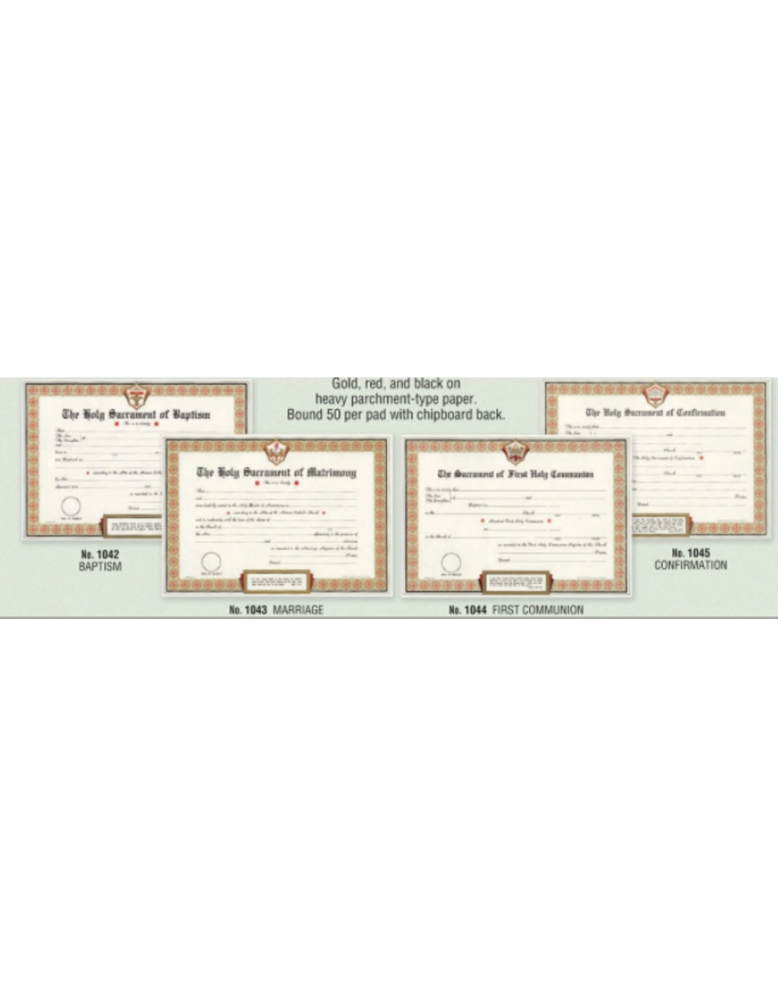 Donnelly Lithographed Certificates - First Communion (Pad of 50)