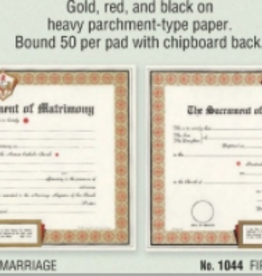Lithographed Certificates - Marriage (Pad of 50)