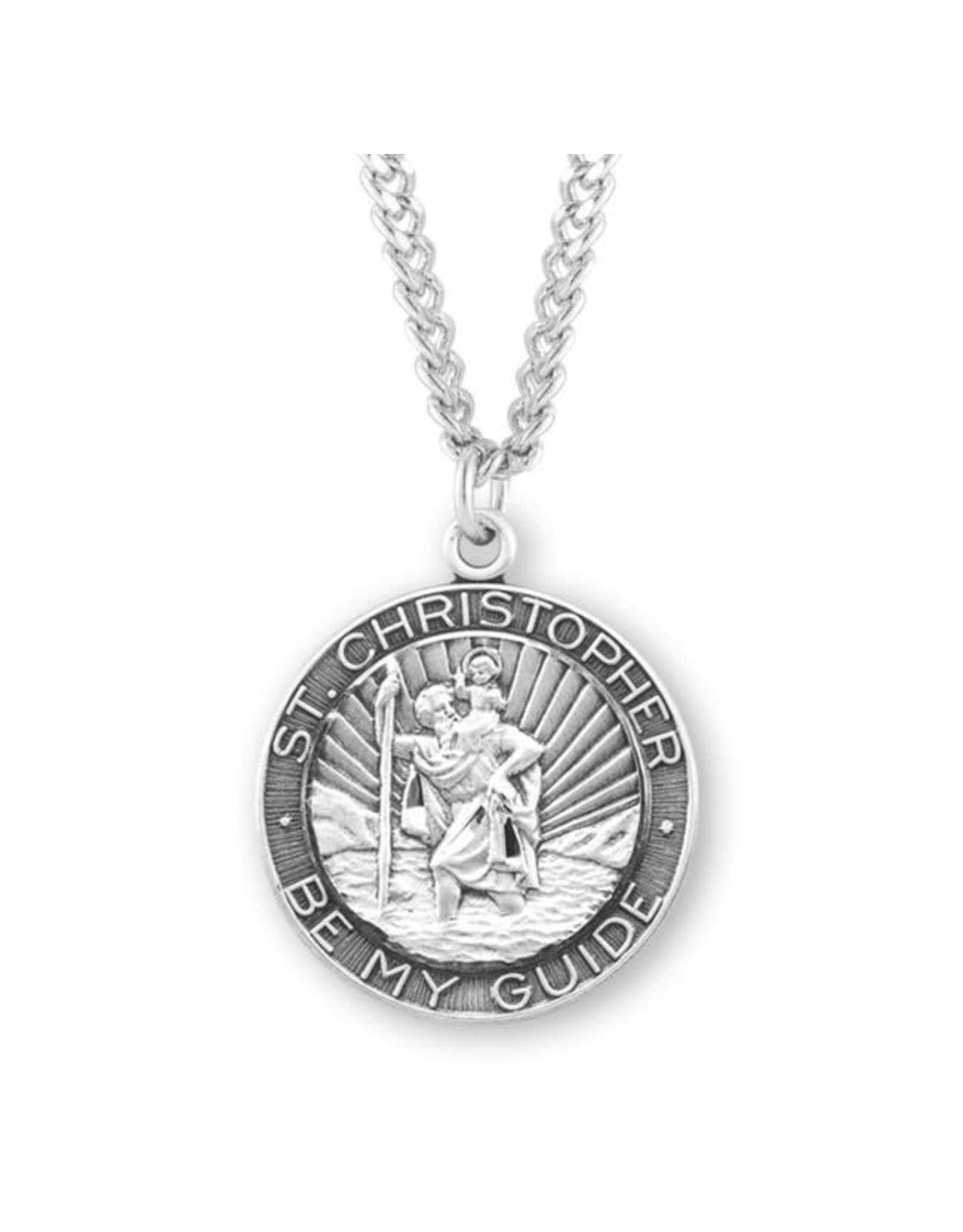 HMH St. Christopher Medal - Be My Guide, Sterling Silver, 24" Chain