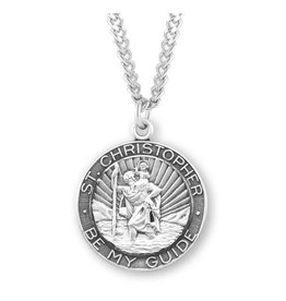 HMH St. Christopher Be My Guide Medal, Sterling Silver, 24" Chain