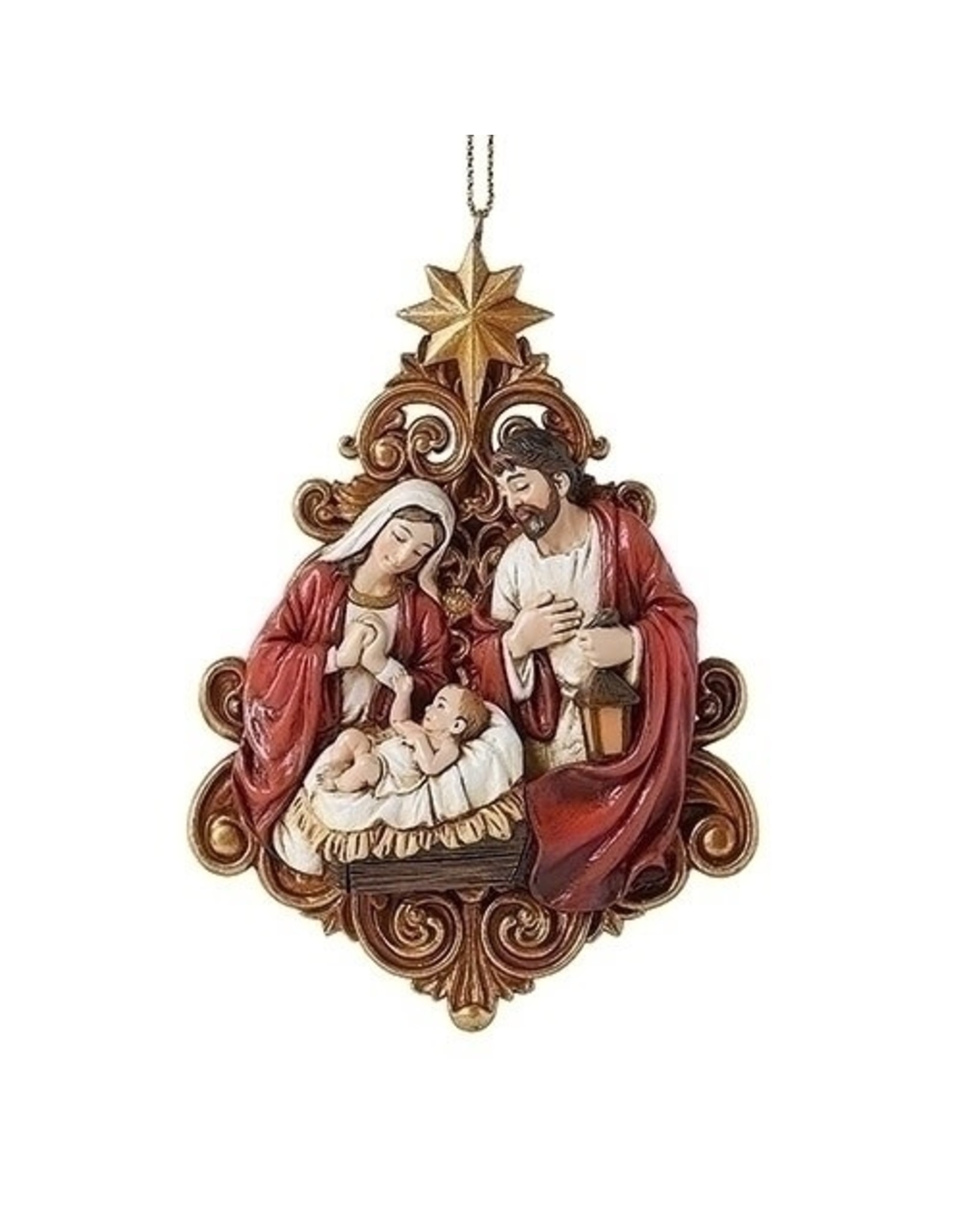 Holy Family Ornament with Gold Filigree Tree