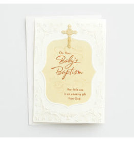 Dayspring Baptism Card, White and Gold