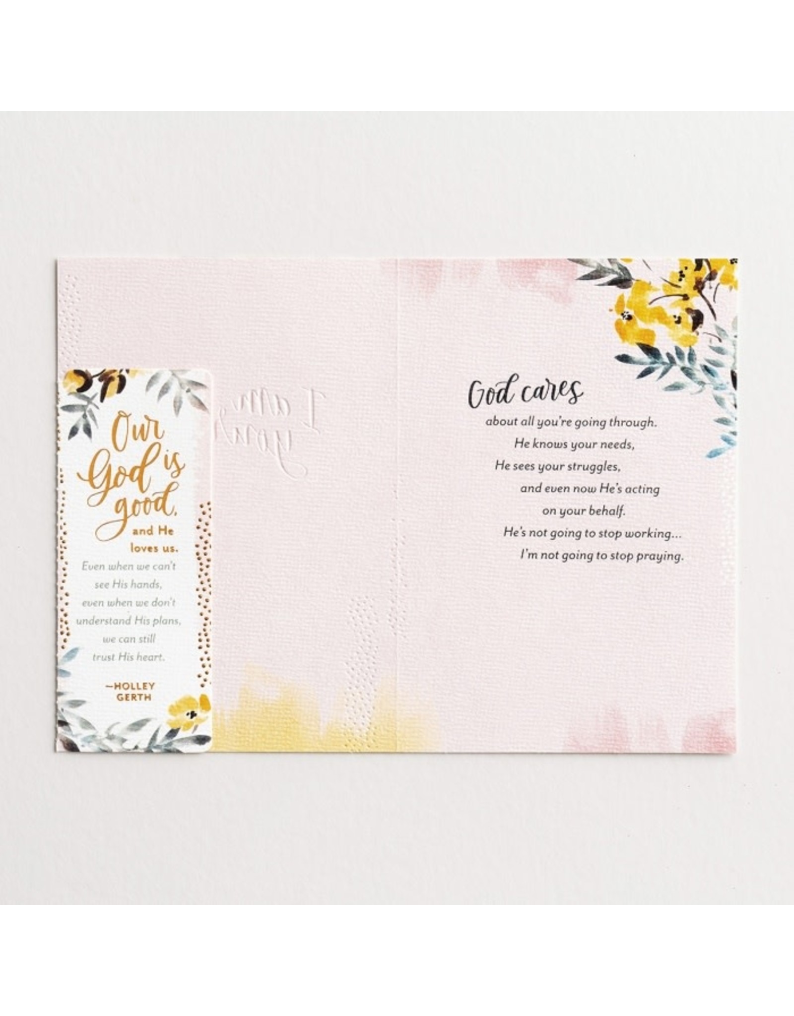 Holley Gerth Encouragement Card with Bookmark - God Cares