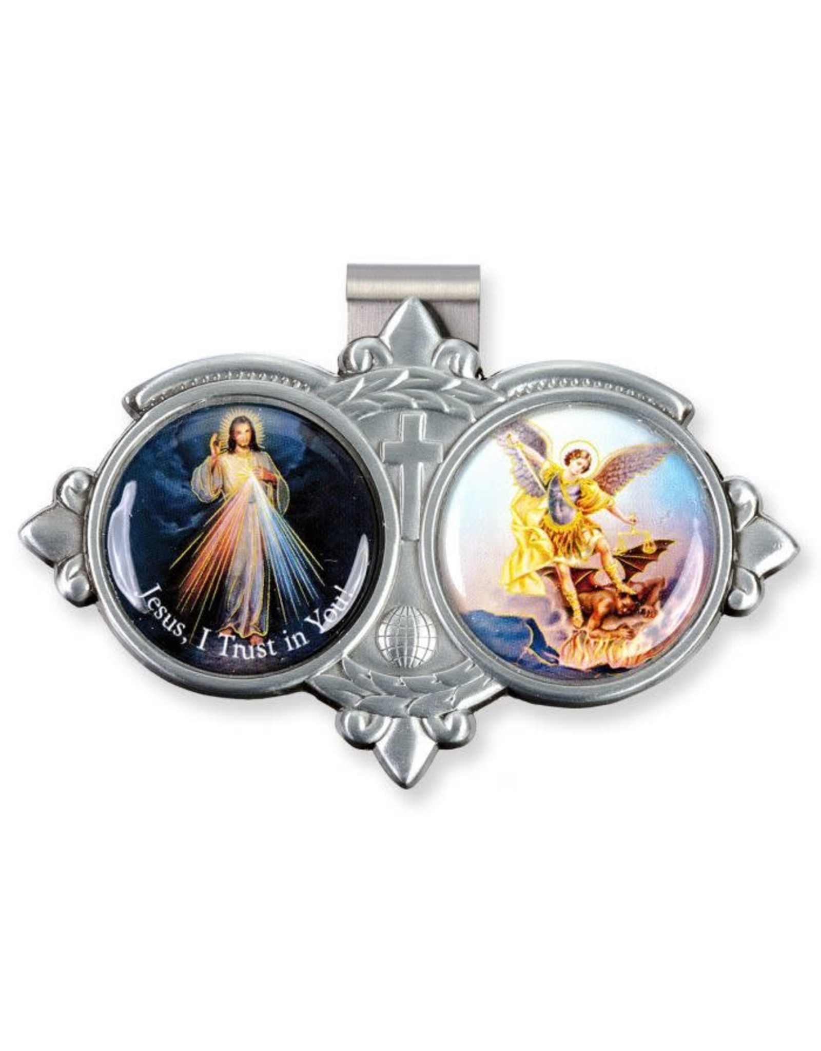 Hirten Visor Clip - Divine Mercy/St. Michael, Colored Enamel