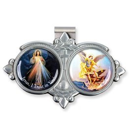 Hirten Visor Clip - Divine Mercy/St. Michael, Colored Enamel
