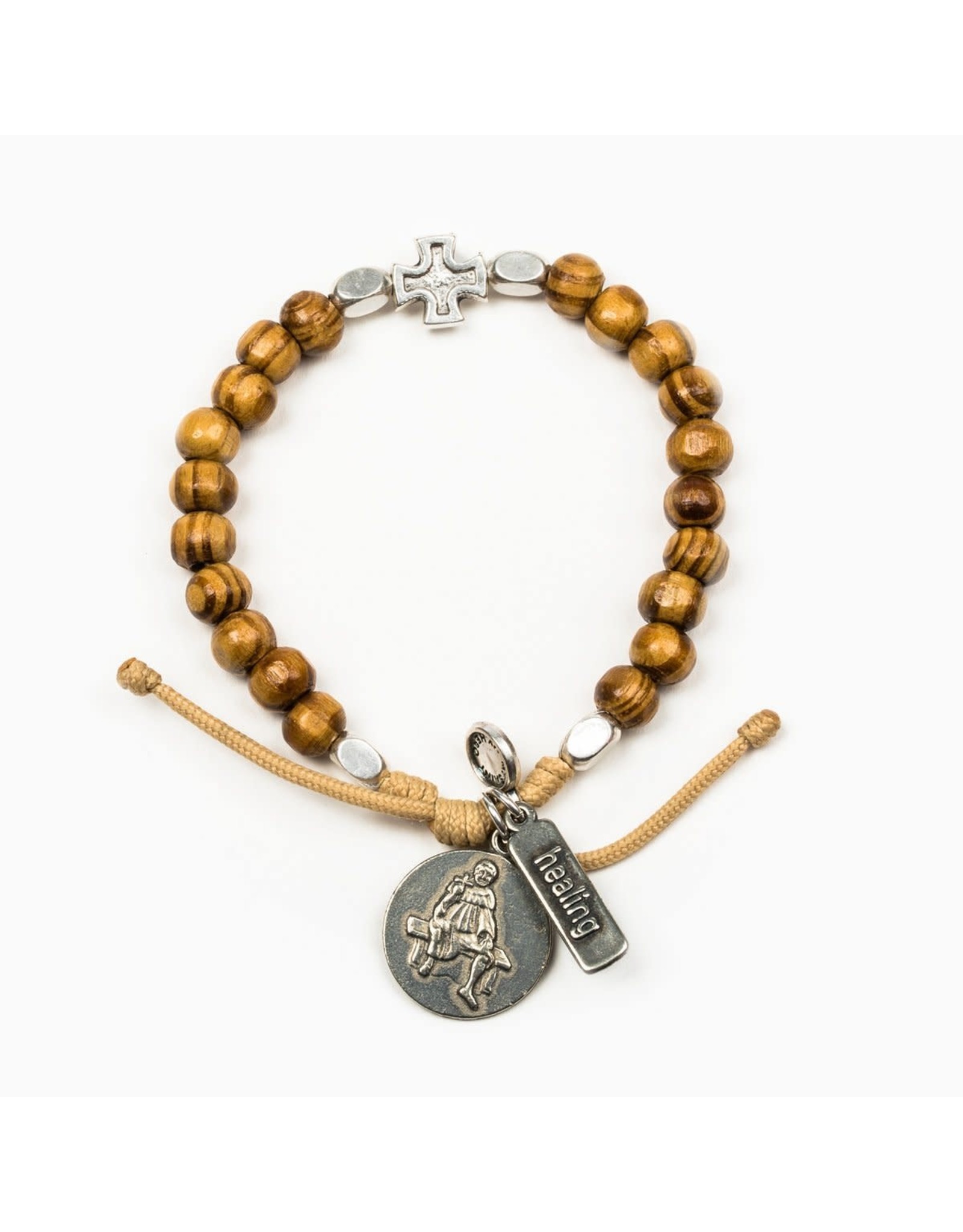 My Saint My Hero Bracelet -  St. Peregrine, Healing - Silver (Rooted in Faith)